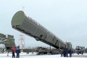 Russia’s new Sarmat intercontinental missile as shown on Russian television at an undisclosed location in Russia, March 1, 2018 (RU-RTR Russian Television via AP).