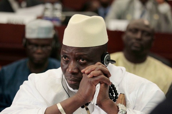 Former Gambian President Yahya Jammeh during an African Union summit meeting, Malabo, Equatorial Guinea, June 30, 2011 (AP photo by Rebecca Blackwell).