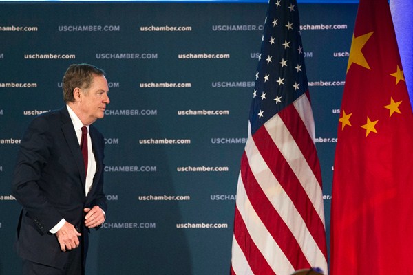 U.S. Trade Representative Robert Lighthizer at the 9th China Business Conference at the U.S. Chamber of Commerce, Washington, May 1, 2018 (AP photo by Cliff Owen).