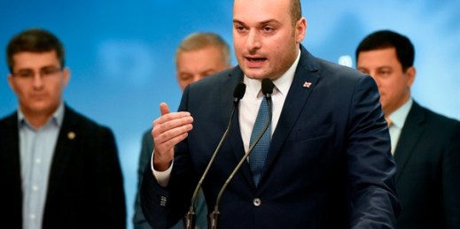 Mamuka Bakhtadze, the new prime minister of Georgia, at a news conference in Tbilisi, June 14, 2018 (Sputnik photo via AP).