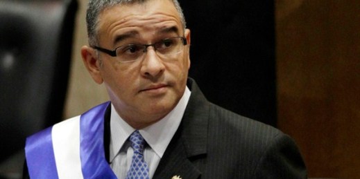 Mauricio Funes, then the president of El Salvador, prepares to speak in the National Assembly, San Salvador, June 1, 2012 (AP photo by Luis Romero).