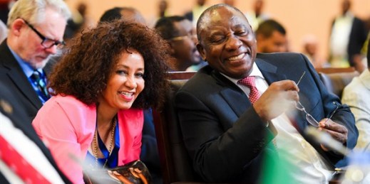 President Cyril Ramaphosa of South Africa and Lindiwe Sisulu, the foreign affairs minister, during the signing of the African Continental Free Trade Area agreement, Kigali, Rwanda, March 21, 2018 (AP photo).