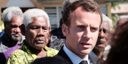 French President Emmanuel Macron in New Caledonia.