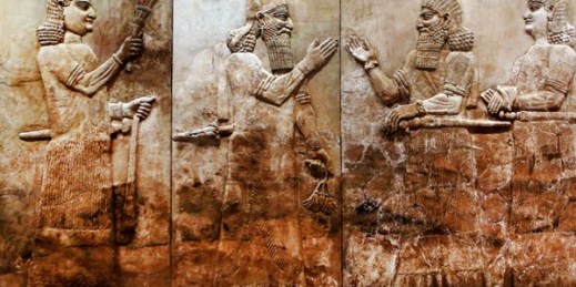 A bas-relief is displayed at the Iraqi National Museum in Baghdad, Sept. 15, 2014 (AP photo by Hadi Mizban).