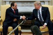 President Donald Trump and Egyptian President Abdel-Fattah el-Sisi in the Oval Office of the White House, Washington, April 3, 2017 (AP photo by Evan Vucci).