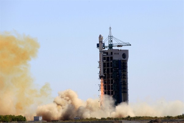 A Long March 2D rocket carrying the Venezuelan remote sensing satellite VRSS-1 lifts off at the Jiuquan Satellite Launch Center near Jiuquan, China, Sept. 29, 2012 (Photo by Sun Zifa for Imaginechina via AP Images).