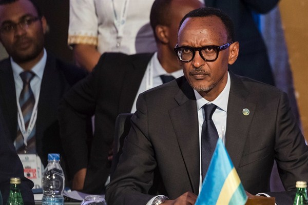 Rwandan President Paul Kagame attends a roundtable event at the EU-Africa summit held in Abidjan, Ivory Coast, Nov. 29, 2017 (AP photo by Geert Vanden Wijngaert).