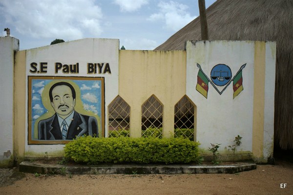 A mural depicting Paul Biya at the palace of a traditional chief, Ngaoundere, Cameroon, September 2013 (Photo by Emmanuel Freudenthal).