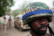 Nigerian soldiers man a checkpoint in Gwoza, Nigeria, April 8, 2018 (AP photo by Lekan Oyekanmi).
