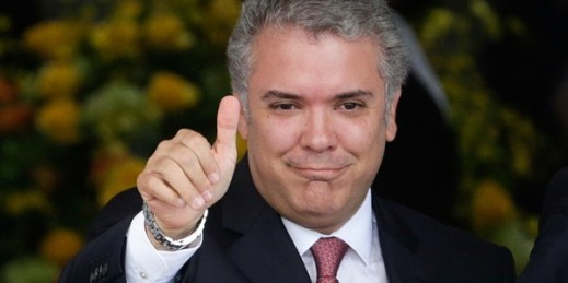 Colombia's President Ivan Duque at the presidential palace in Panama City, Sept. 10, 2018 (AP photo by Arnulfo Franco).