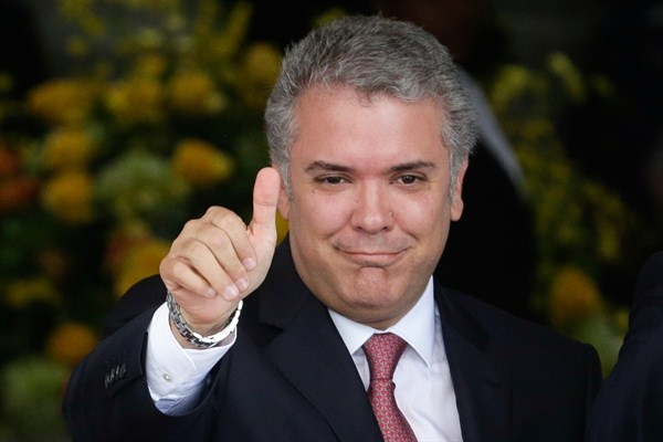 Colombia's President Ivan Duque at the presidential palace in Panama City, Sept. 10, 2018 (AP photo by Arnulfo Franco).