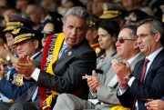 Ecuador’s president, Lenin Moreno, attends a military ceremony marking Independence Day, Quito, Aug. 10, 2017 (AP photo by Dolores Ochoa).