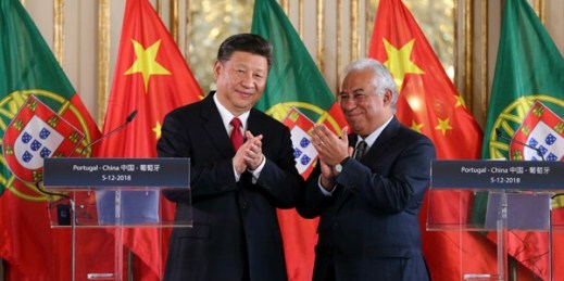 China’s President Xi Jinping and Portuguese Prime Minister Antonio Costa, right, after the signing of agreements between the two countries at the Queluz National Palace in Queluz, outside Lisbon, Dec. 5, 2018 (AP photo by Armando Franca).