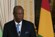 Guinean President Alpha Conde during a press conference at the Elysee Palace, Paris, France, Nov. 22, 2017 (Photo by Jacques Witt for Sipa via AP Images).