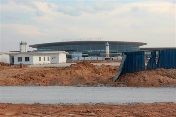 A new $360 million terminal under construction at Kenneth Kaunda International Airport in Lusaka, built by the state-owned China-Jianxi Corporation, with loans from China Exim Bank, Nov. 4, 2018 (Photo by Jonathan W. Rosen).