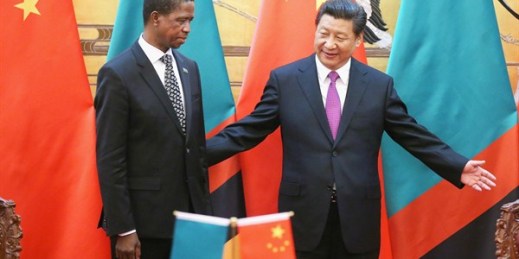 Chinese President Xi Jinping and Zambian President Edgar Lungu after a signing ceremony at the Great Hall of the People, March 30, 2015, Beijing, China (AP photo by Feng Li).