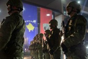 Soldiers belonging to the Kosovo Security Force display equipment at the end of a ceremony marking the formation of an army, Pristina, Kosovo, Dec. 14, 2018 (AP photo by Visar Kryeziu).