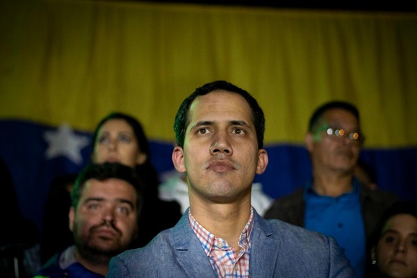 Juan Guaido, the Venezuelan opposition leader, takes part in a demonstration against President Nicolas Maduro, Caracas, Jan. 16, 2019 (dpa photo by Rayner Pena via AP Images).