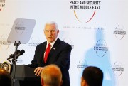 U.S. Vice President Mike Pence at a conference on Peace and Security in the Middle East in Warsaw, Poland, Feb. 14, 2019 (AP photo by Czarek Sokolowski).