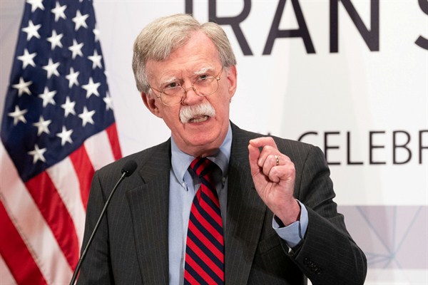 U.S. national security adviser John Bolton, a past proponent of striking Iran, speaks at the United Against Nuclear Iran summit, New York, Sept. 25, 2018 (Photo by Michael Brochstein for Sipa via AP Images).