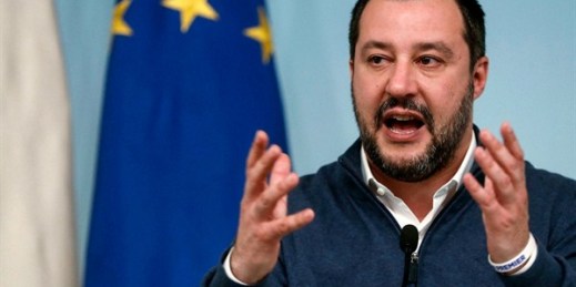 Italian Interior Minister Matteo Salvini during a press conference in Rome, Italy, Jan. 14, 2019 (Photo by Riccardo Antimiani for ANSA via AP Images).