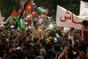 Protesters gather for a demonstration outside the prime minister’s office, Amman, Jordan, June 6, 2018 (AP photo by Raad al-Adayleh).