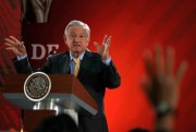 Mexican President Andres Manuel Lopez Obrador takes questions from journalists at his daily press conference at the National Palace, Mexico City, March 8, 2019 (AP photo by Marco Ugarte).