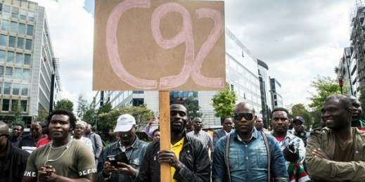 Togolese citizens protest at European Union headquarters in Brussels, Belgium, Aug. 31, 2017 (Photo by Wiktor Dabkowski for dpa via AP Images).
