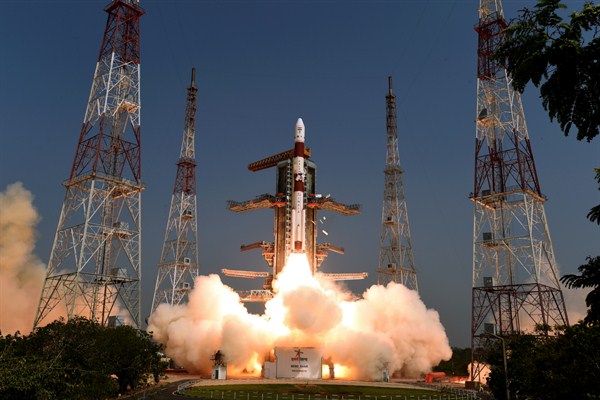 Polar Satellite Launch Vehicle C-45 lifts from Satish Dhawan Space Center in Sriharikota, India (Indian Space Research Organization photo via AP Images).