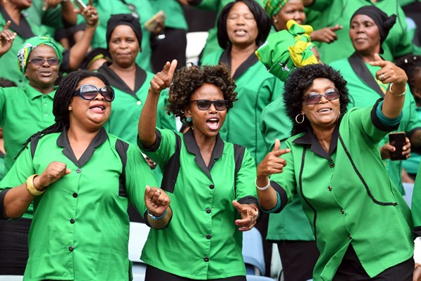 Members of the ruling African National Congress gather at a stadium in Durban, South Africa, Jan. 12, 2019 (AP photo).