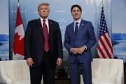 U.S. President Donald Trump and Canadian Prime Minister Justin Trudeau at the G-7 summit, Charlevoix, June 8, 2018 (AP photo by Evan Vucci).