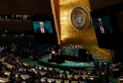 U.S. President Donald Trump delivers a speech to the United Nations General Assembly at U.N. headquarters, New York, Sept. 25, 2018 (AP photo by Evan Vucci).
