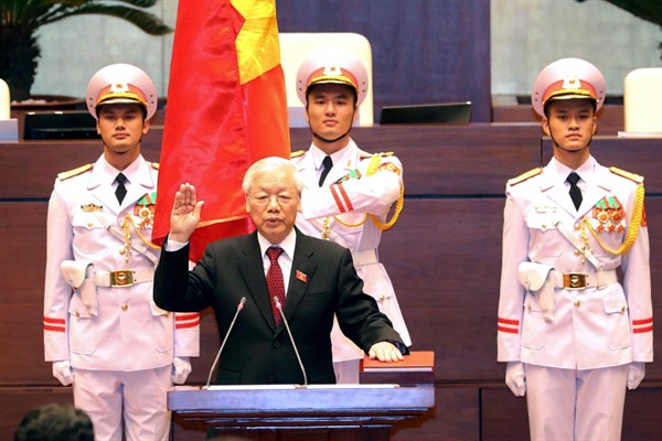 Communist Party General Secretary Nguyen Phu Trong is sworn in as Vietnam’s president, Hanoi, Oct. 23, 2018 (Vietnam News Agency photo by Nguyen Phuong Hoa via AP).