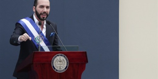 El Salvador’s newly sworn-in president, Nayib Bukele, delivers his inaugural address in Plaza Barrios in San Salvador, El Salvador, June 1, 2019 (AP photo by Salvador Melendez).
