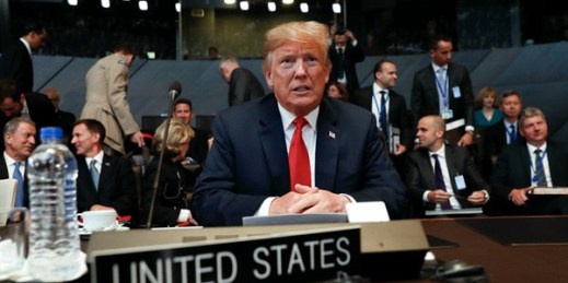 U.S. President Donald Trump attends the multilateral meeting of the North Atlantic Council in Brussels, Belgium, July 11, 2018 (AP photo by Pablo Martinez Monsivais).