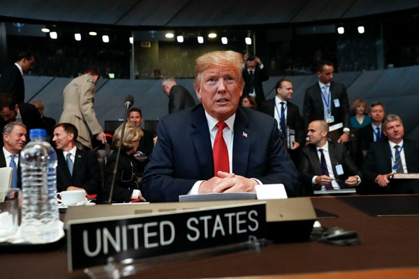 U.S. President Donald Trump attends the multilateral meeting of the North Atlantic Council in Brussels, Belgium, July 11, 2018 (AP photo by Pablo Martinez Monsivais).