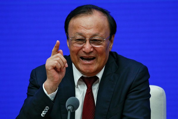 Shohrat Zakir, chairman of China’s Xinjiang Uighur Autonomous Region, speaks during a press conference at the State Council Information Office in Beijing, July 30, 2019 (AP photo by Andy Wong).