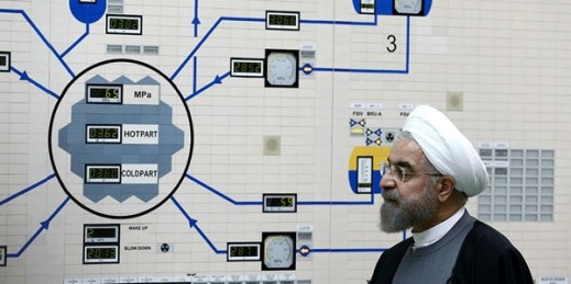 Iranian President Hassan Rouhani visits the Bushehr nuclear power plant just outside of Bushehr, Iran, June 17, 2019 (Photo by Mohammad Berno for the Iranian President’s Office via AP Images).