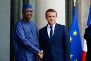 Chad’s president, Idriss Deby, with French President Emmanuel Macron at the Elysee Palace in Paris, France, Aug. 28, 2017 (AP photo by Francois Mori).
