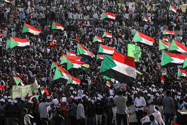 People take part in a protest in Khartoum, Sudan, July 18, 2019 (AP photo by Mahmoud Hjaj).