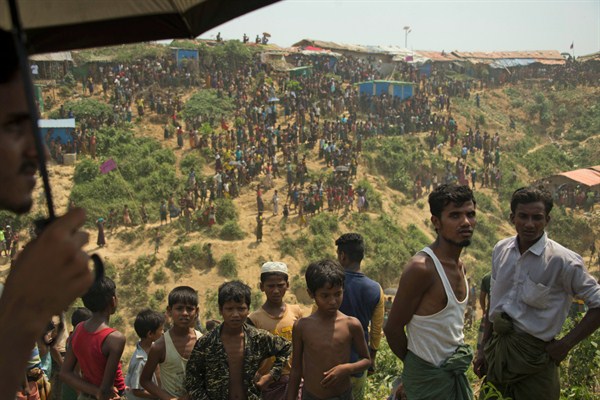 Rohingya refugees at the Kutupalong refugee camp in Cox’s Bazar, Bangladesh, April 24, 2019 (AP photo).