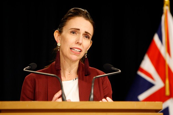 New Zealand Prime Minister Jacinda Ardern talks to the media in Wellington, New Zealand (AP photo by Nick Perry).