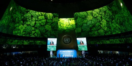 U.N. Secretary-General Antonio Guterres addresses the Climate Summit at U.N. headquarters in New York, Sept. 23, 2019 (AP photo by Jason DeCrow).