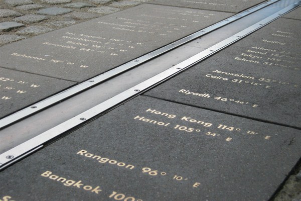 The prime meridian line in Greenwich, England, Sept. 12, 2010 (photo by Flickr user ~36ducks~).