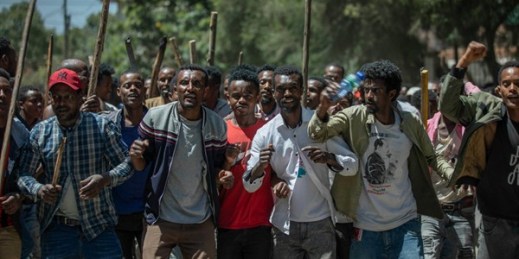 Supporters of opposition leader Jawar Mohammed at a rally in Addis Ababa, Ethiopia, Oct. 24, 2019 (AP photo by Mulugeta Ayene).