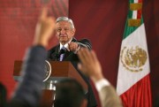 Mexican President Andres Manuel Lopez Obrador takes a question from a reporter during his daily morning press conference at the National Palace in Mexico City, Nov. 13, 2019 (AP photo by Marco Ugarte).