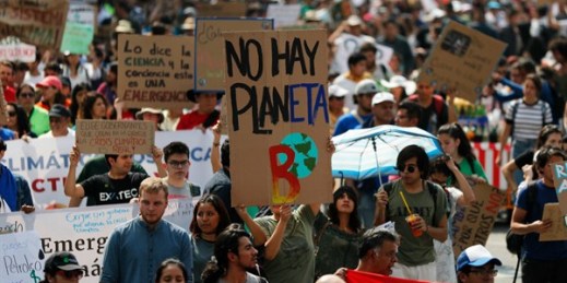Demonstrators march during a global protest on climate change in Mexico City, Sept. 20, 2019 (AP photo by Marco Ugarte).