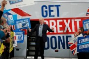 British Prime Minister Boris Johnson during a general election campaign stop in Manchester, England, Nov. 15, 2019 (pool photo by Frank Augstein of AP).