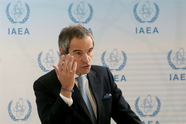The new director general of the International Atomic Energy Agency, Rafael Grossi, addresses the media during a news conference in Vienna, Austria, Dec. 2, 2019 (AP photo by Ronald Zak).