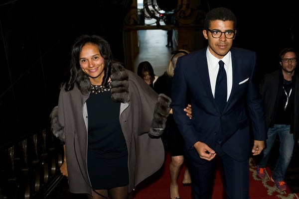 Isabel dos Santos and her husband, Sindika Dokolo, arrive for a ceremony at the City Hall in Porto, Portugal, Jan. 6, 2020 (AP photo by Paulo Duarte).